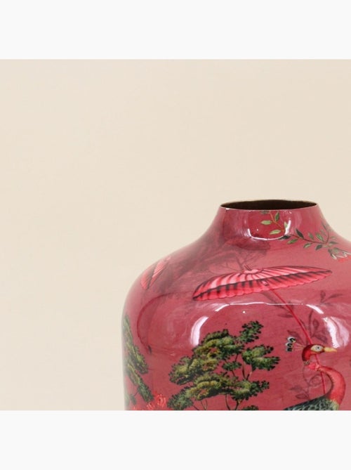 Vase col de cygne en métal laqué rose, H23cm - Kiabi