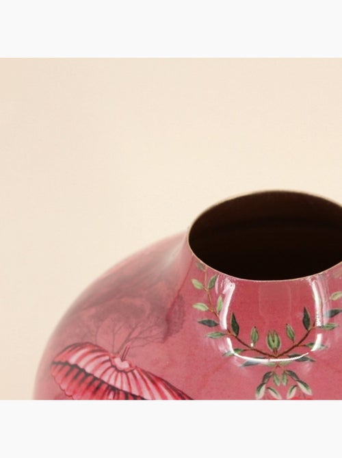Vase col de cygne en métal laqué rose, H23cm - Kiabi