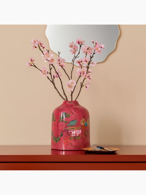 Vase col de cygne en métal laqué rose, H23cm - Kiabi