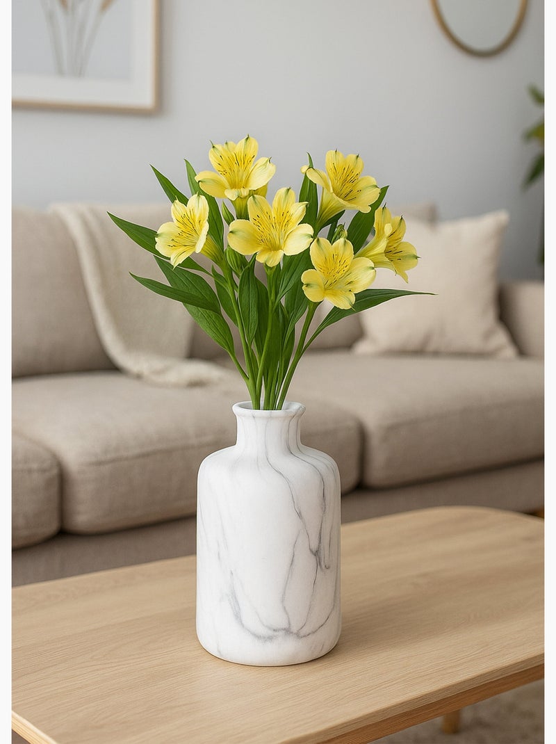 Vase col étroit en dolomite effet marbre - AFIBEL Blanc - Kiabi