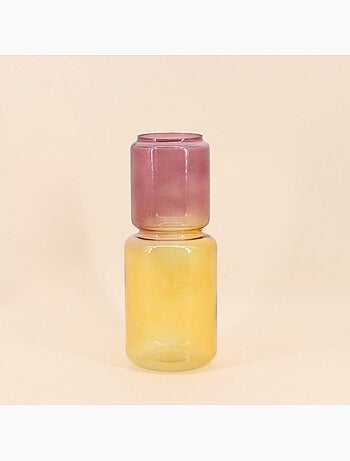 Vase coloré jaune et rose, H20cm