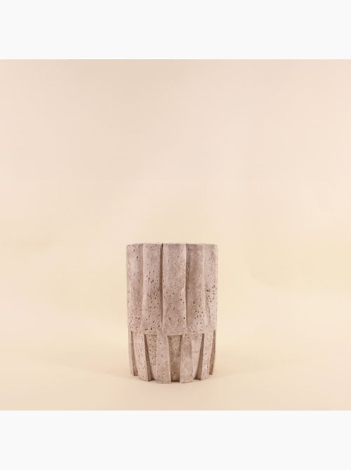 Vase corolle imitation travertin h22 cm - Kiabi