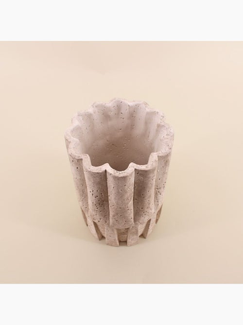 Vase corolle imitation travertin h22 cm - Kiabi