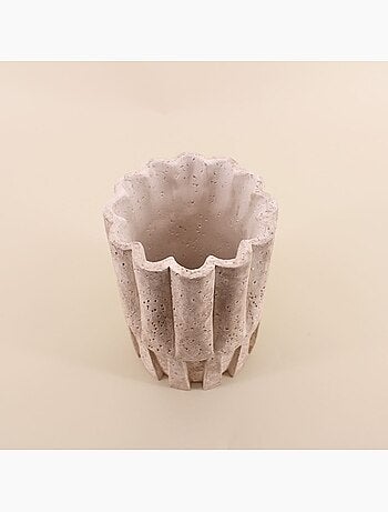 Vase corolle imitation travertin, H22cm