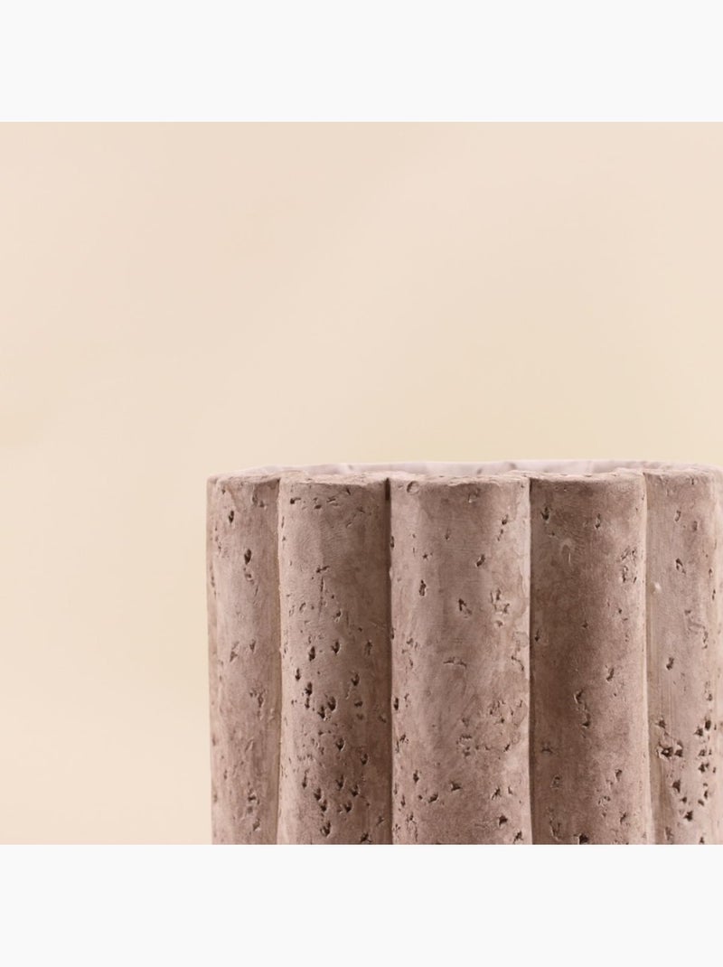 Vase corolle imitation travertin, H22cm Beige - Kiabi