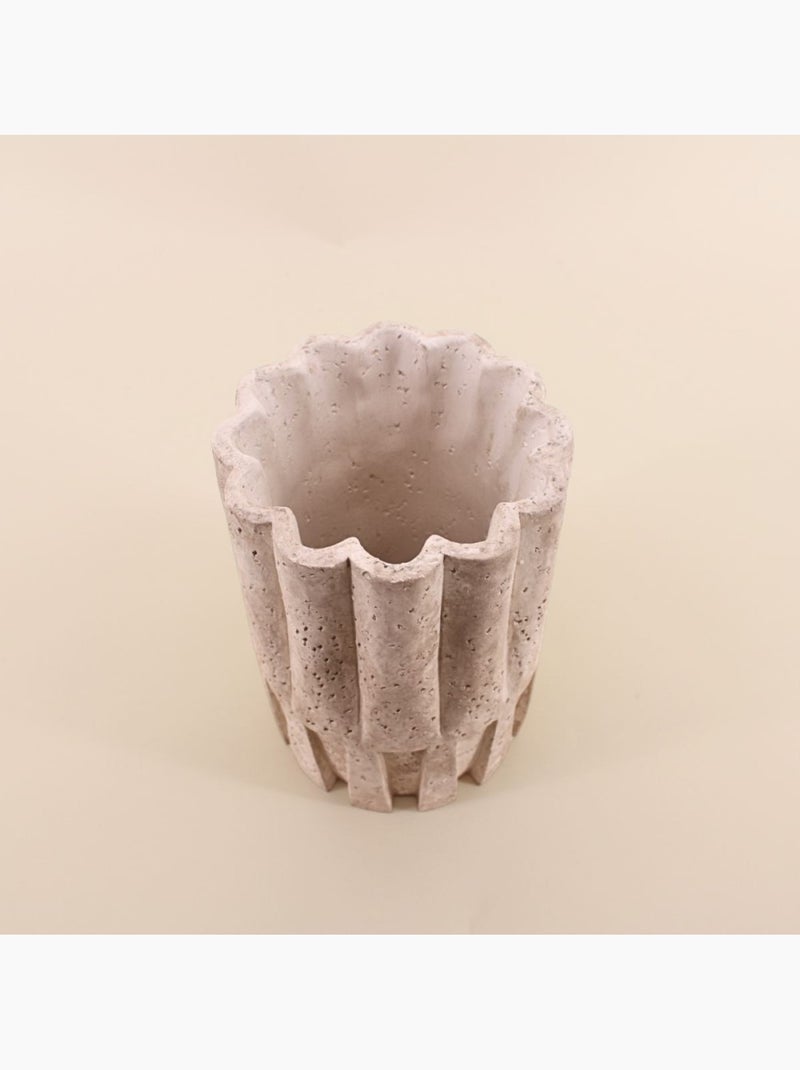 Vase corolle imitation travertin, H22cm Beige - Kiabi