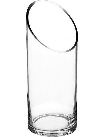 Vase cylindre à col biseauté en verre