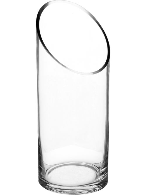 Vase cylindre à col biseauté en verre - Kiabi