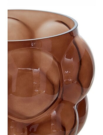 Vase cylindre à relief en verre soufflé edia