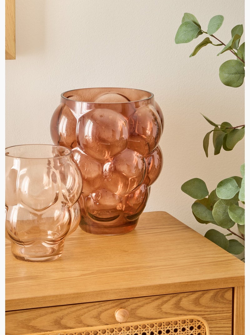 Vase cylindre à relief en verre soufflé edia Marron - Kiabi