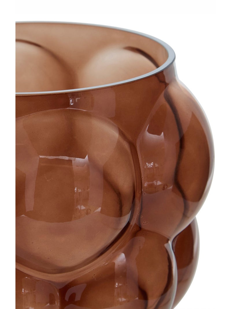 Vase cylindre à relief en verre soufflé edia Marron - Kiabi