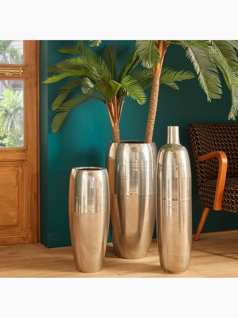 Vase cylindre haut en acier brillant RESO Argent - Kiabi