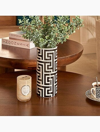 Vase cylindre motif labyrinthe en dolomite RESO