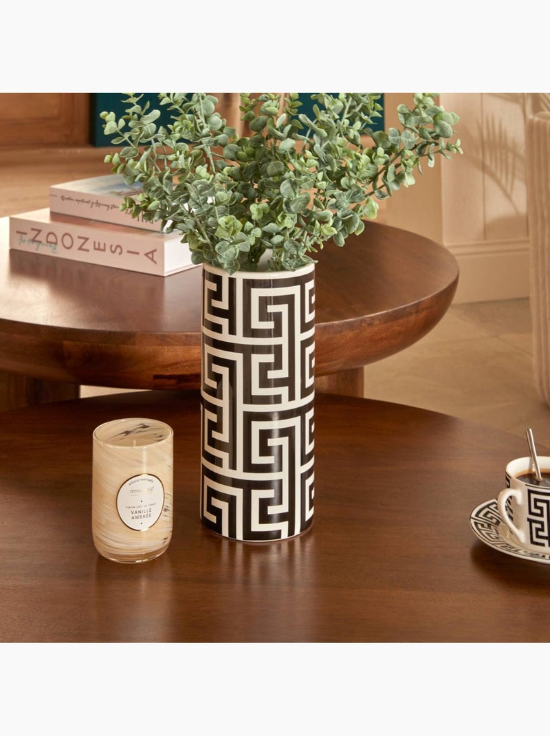 Vase cylindre motif labyrinthe en dolomite RESO Noir Blanc - Kiabi