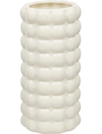 Vase cylindre sculpté en céramique émaillée SKY