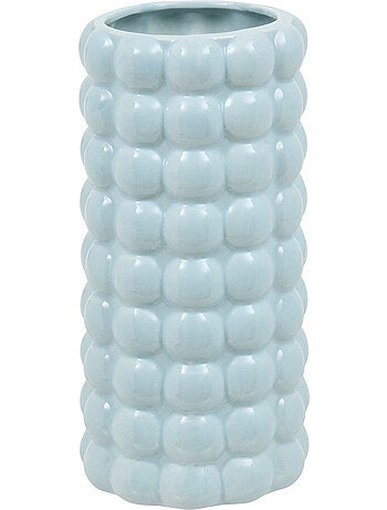 Vase cylindre sculpté en céramique émaillée SKY