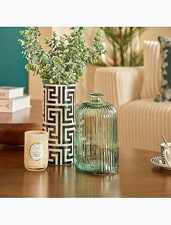 Vase cylindre strié compact en verre recyclé LUZ