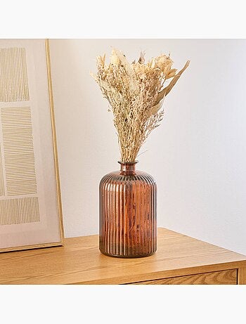 Vase cylindre strié en verre recyclé LUZ