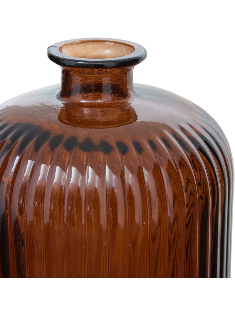 Vase cylindre strié en verre recyclé LUZ Ambre - Kiabi