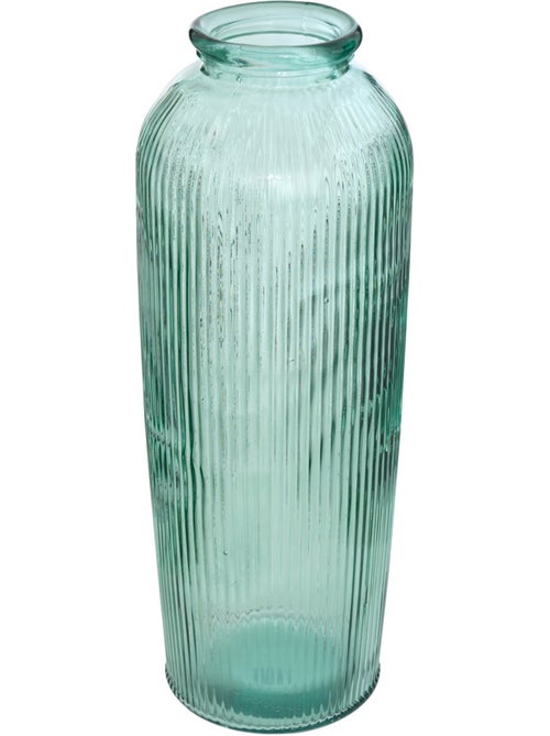 Vase cylindre strié haut en verre recyclé LUZ - Kiabi