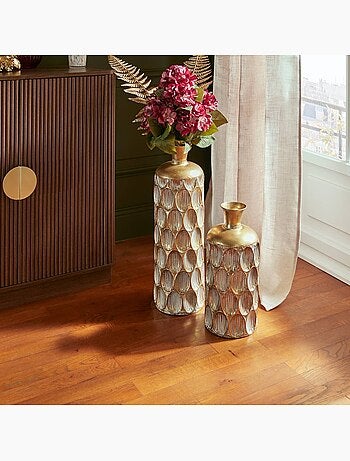 Vase cylindre strié martelé haut en fonte BELLI