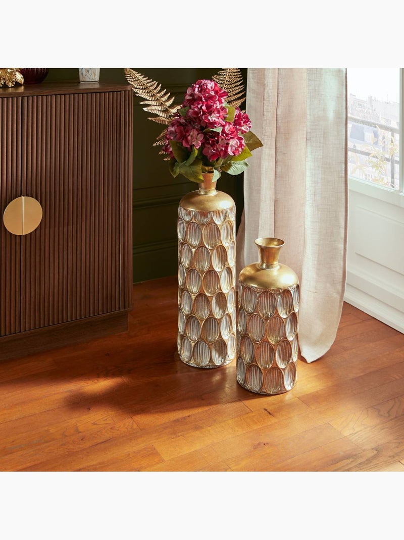 Vase cylindre strié martelé haut en fonte BELLI Doré - Kiabi