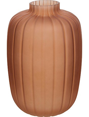Vase cylindre strié mat en verre ambré TIGY