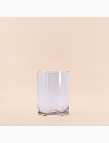 Vase cylindrique en verre transparent, H20cm