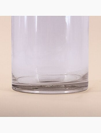 Vase cylindrique en verre transparent, H20cm