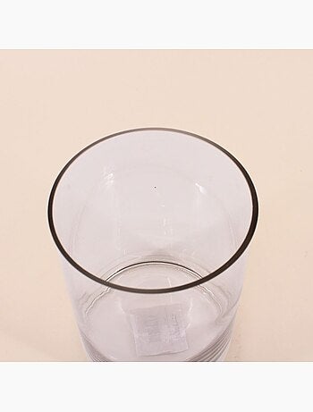 Vase cylindrique en verre transparent, H20cm