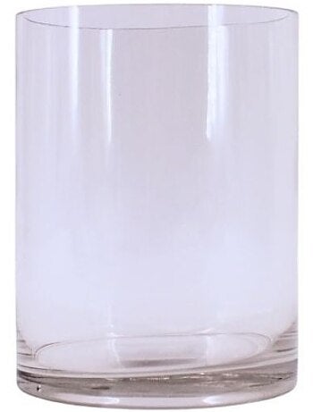 Vase cylindrique en verre transparent, H20cm