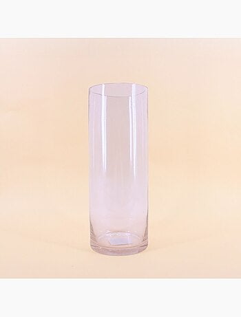 Vase cylindrique en verre transparent, H40cm