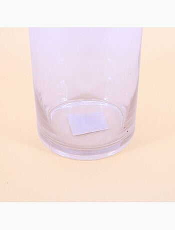 Vase cylindrique en verre transparent, H40cm