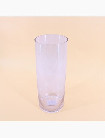 Vase cylindrique en verre transparent, H40cm
