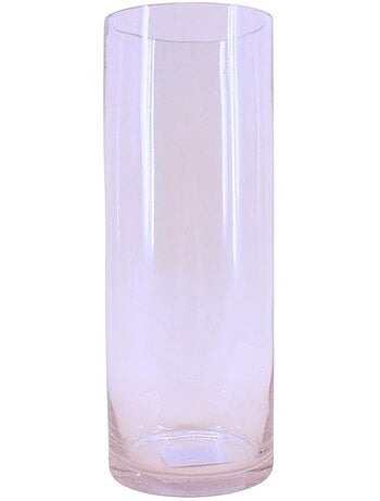 Vase cylindrique en verre transparent, H40cm