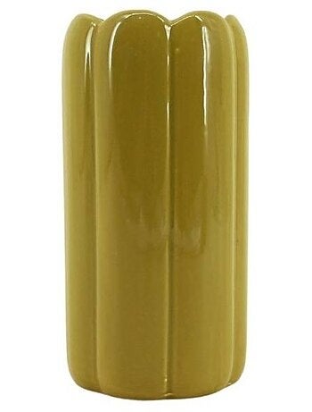 Vase cylindrique festonné vert 20 cm