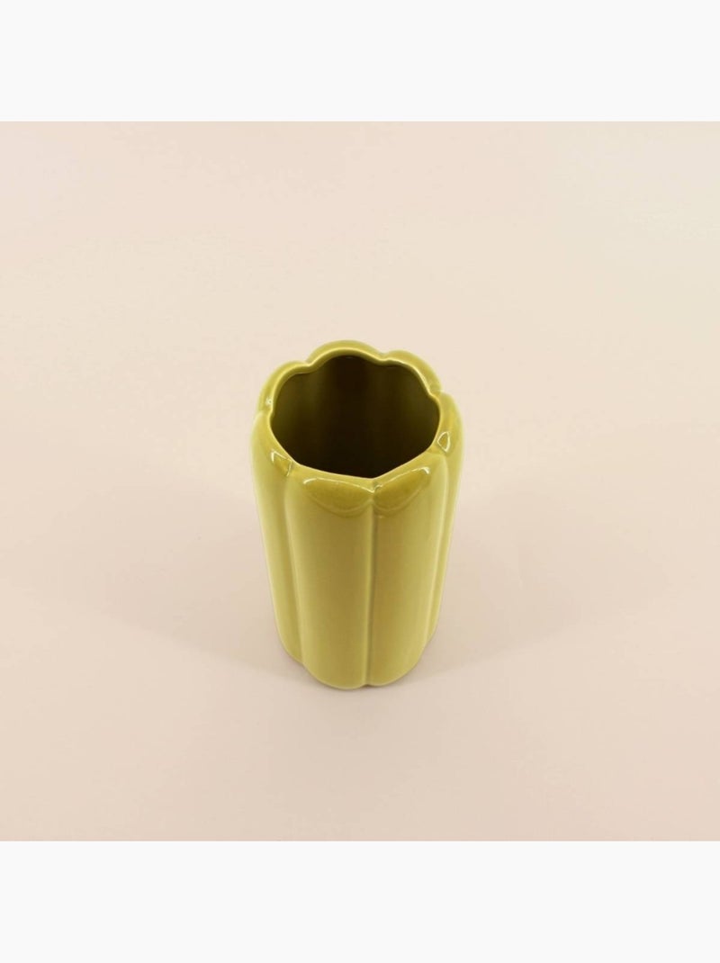Vase cylindrique festonné vert 20 cm Vert - Kiabi