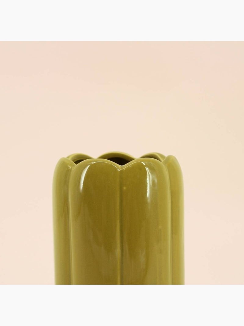 Vase cylindrique festonné vert 20 cm Vert - Kiabi
