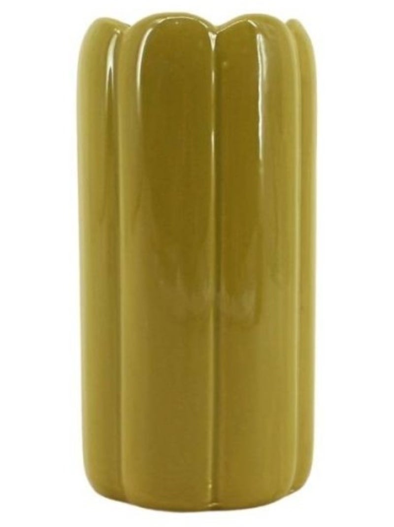 Vase cylindrique festonné vert 20 cm Vert - Kiabi