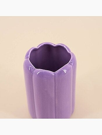 Vase cylindrique festonné violet 15 cm