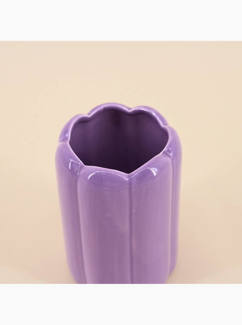 Vase cylindrique festonné violet, H15cm Violet - Kiabi