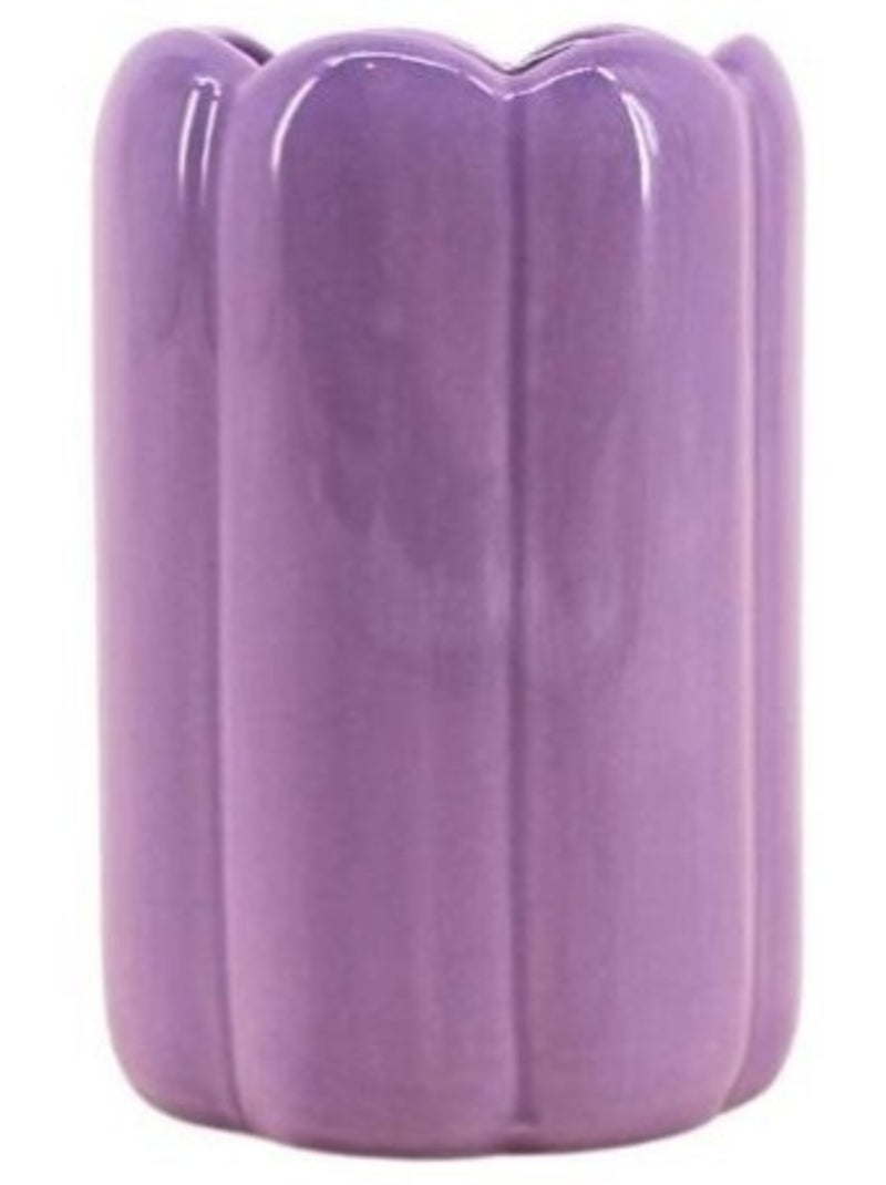 Vase cylindrique festonné violet, H15cm Violet - Kiabi