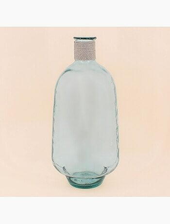 Vase dame jeanne en verre avec corde, H60cm