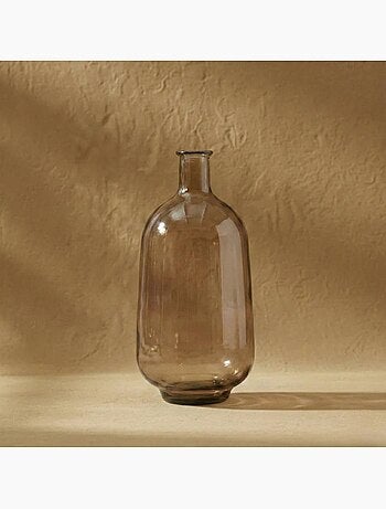 Vase dame jeanne en verre marron, H60cm