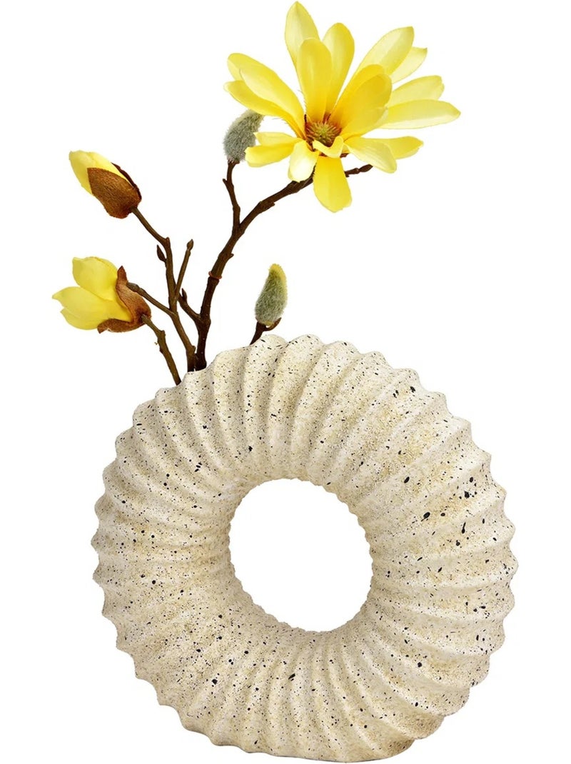 Vase décoratif en céramique Forme anneau moderne Blanc - Kiabi