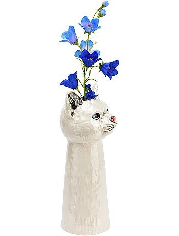 Vase décoratif tête de chat en céramique blanc Design original