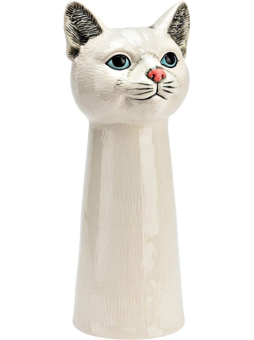 Vase décoratif tête de chat en céramique blanc Design original - Kiabi