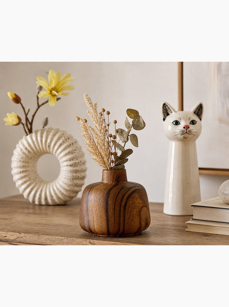 Vase design effet bois en porcelaine Blanc - Kiabi
