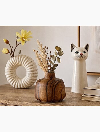 Vase design effet bois en porcelaine