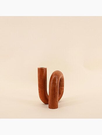 Vase design en bois, H16cm